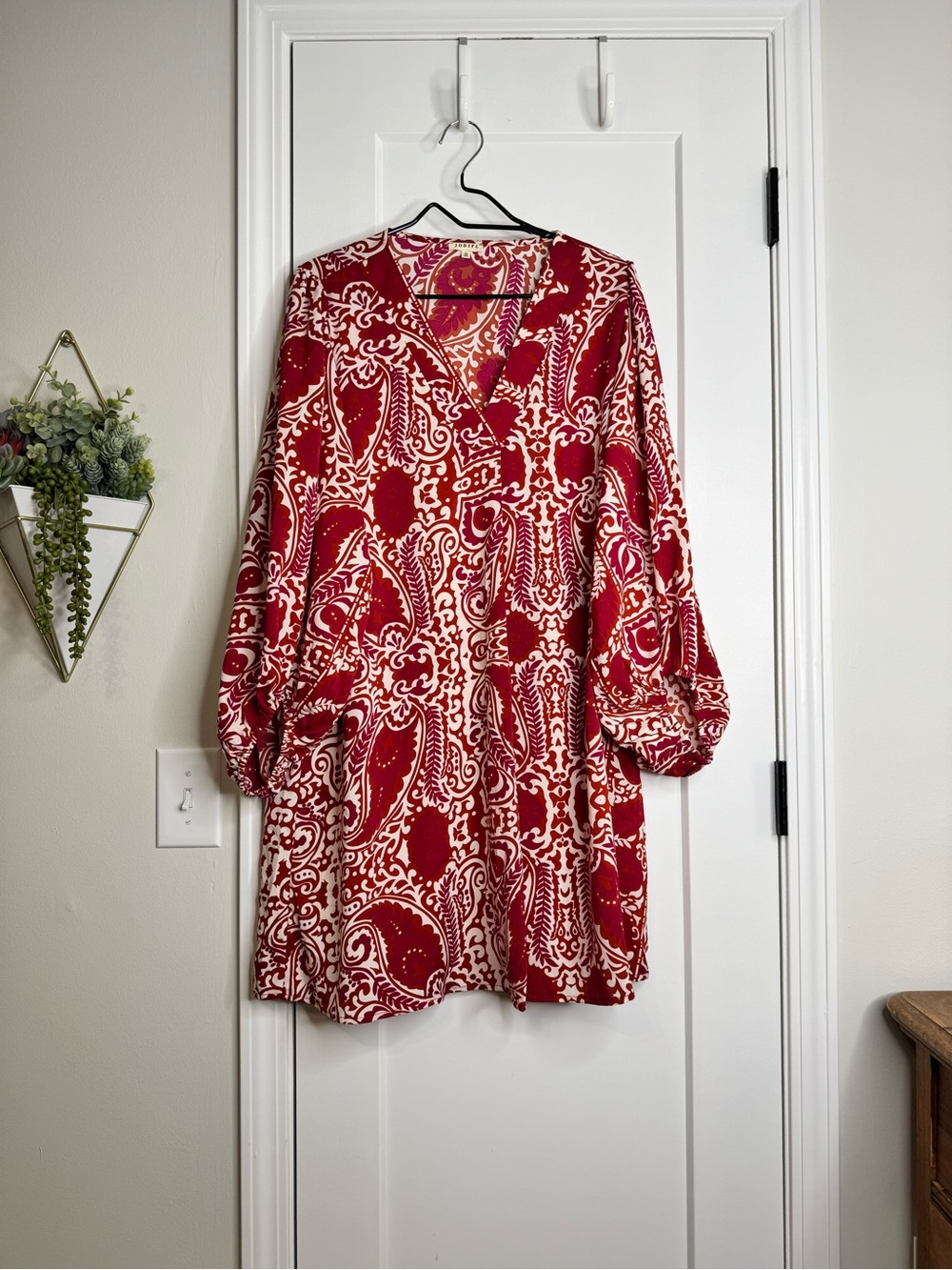 Jodifl Red/Cream Long Sleeve Dress